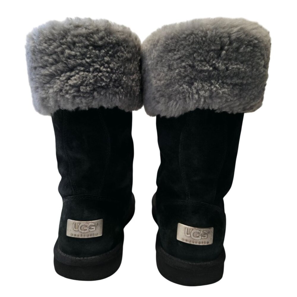 UGG Australia MONTCLAIR 1892 Black Tall Suede Shearling Winter Boots Women's 8 - Picture 5 of 11